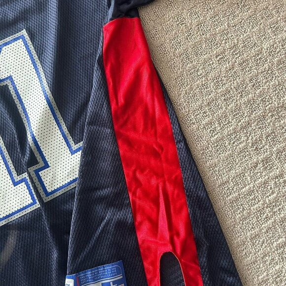 Vintage 90s Drew Bledsoe Navy Reebok Jersey Football Mens L Patriots Bills NWOT - Picture 8 of 15